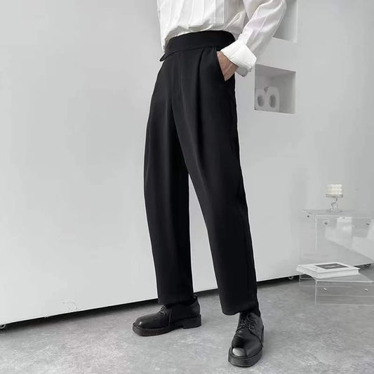 Mens Suit Pants Hook Loop Casual Pants Streetwear Fashion Youth Campus Casual All-Match Straight Pants Men'S Clothing 2025 New