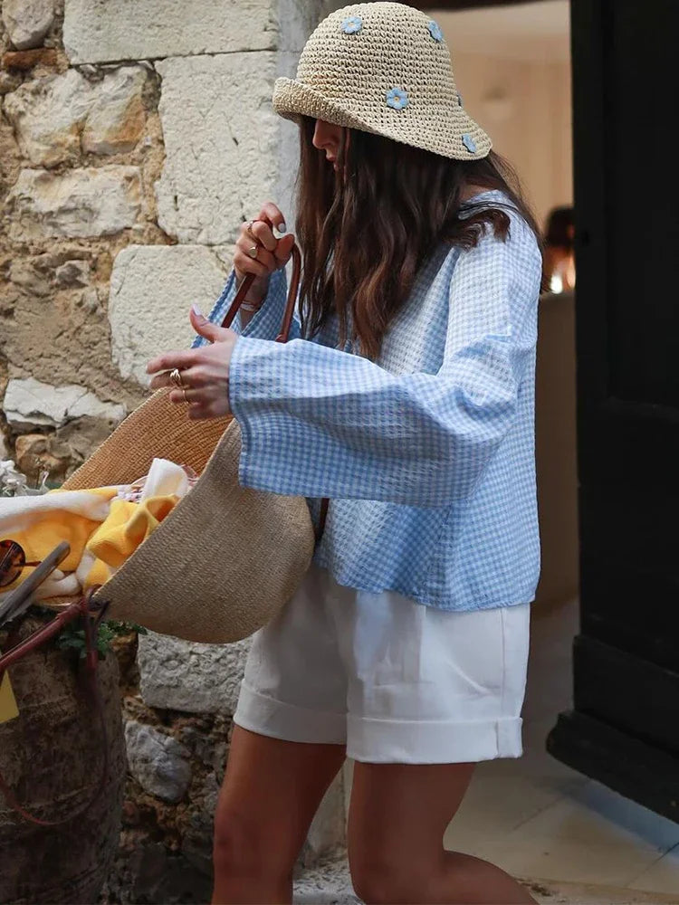Fashion Lace Up Solid Color V-neck Women 2 Piece Set New Long Sleeve Pleated Loose Short Suit 2025 Spring Female Street Outfits