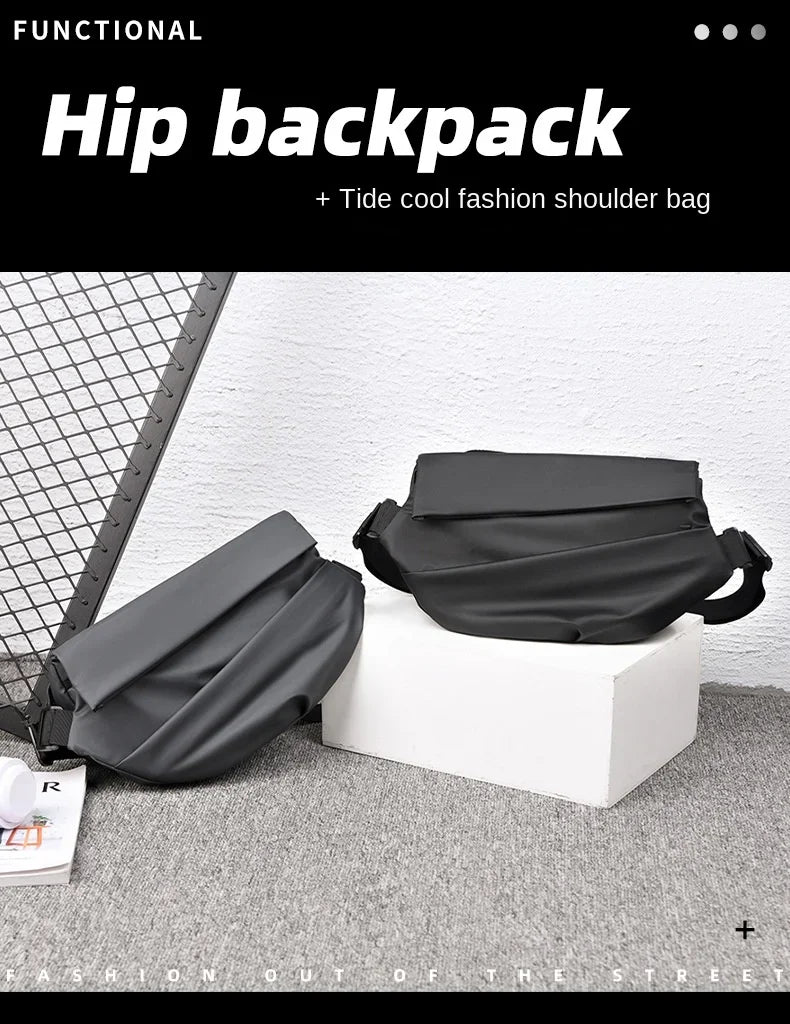 Premium Waterproof Magnetic Buckle Crossbody Bag Personality Fashion Men Messenger Bag Black Minimalist Shoulder Bags Men Bag