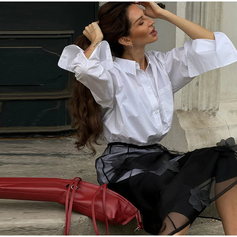Y2K 3D Floral Gauze Long Skirts For Women 2025 Summer Spring Street See Through High Waist Maxi Skirt Lady Vacation Beach Skirt