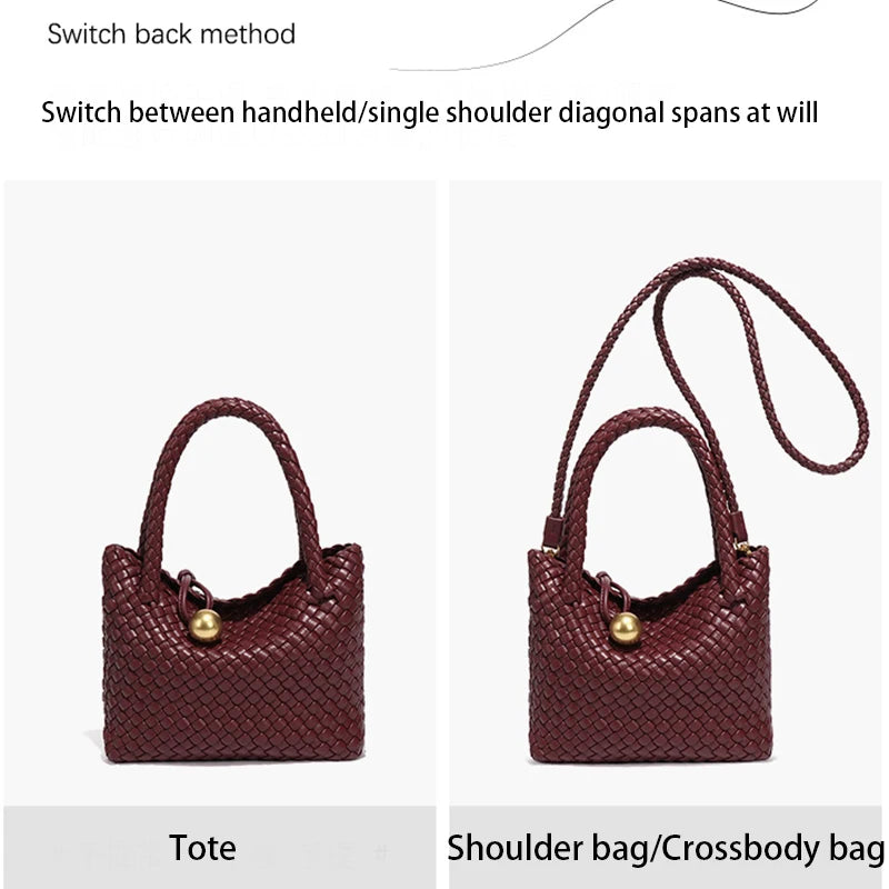 Woven Shoulder Bag for Women Crossbody Tote Bag for Women Small Handbag Vegan Leather Purse Tote Handbag Hobo Bag