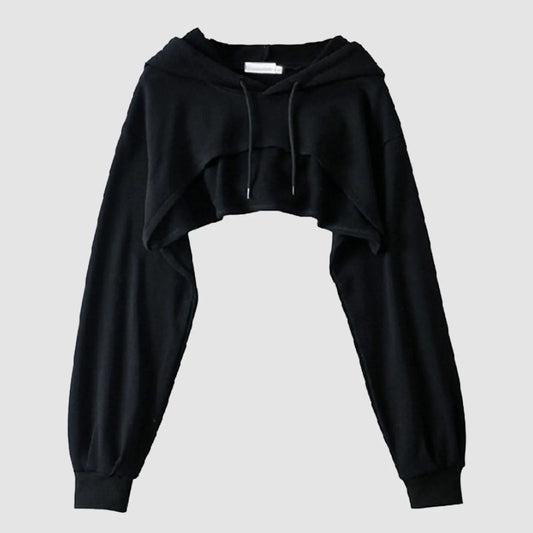 Women'S Sweatshirt Hooded Early Autumn New Personality Fashion Trend Crop Top Super Short Long Sleeve Top For Street Spicy Girls