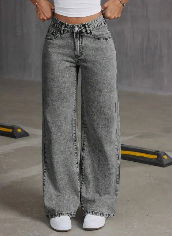 Women Wide Leg Boyfriend Jeans Straight Hip Hop Bow Embroidery Denim Pants Low Waist Baggy Jeans Casual Loose Jeans Streetwear