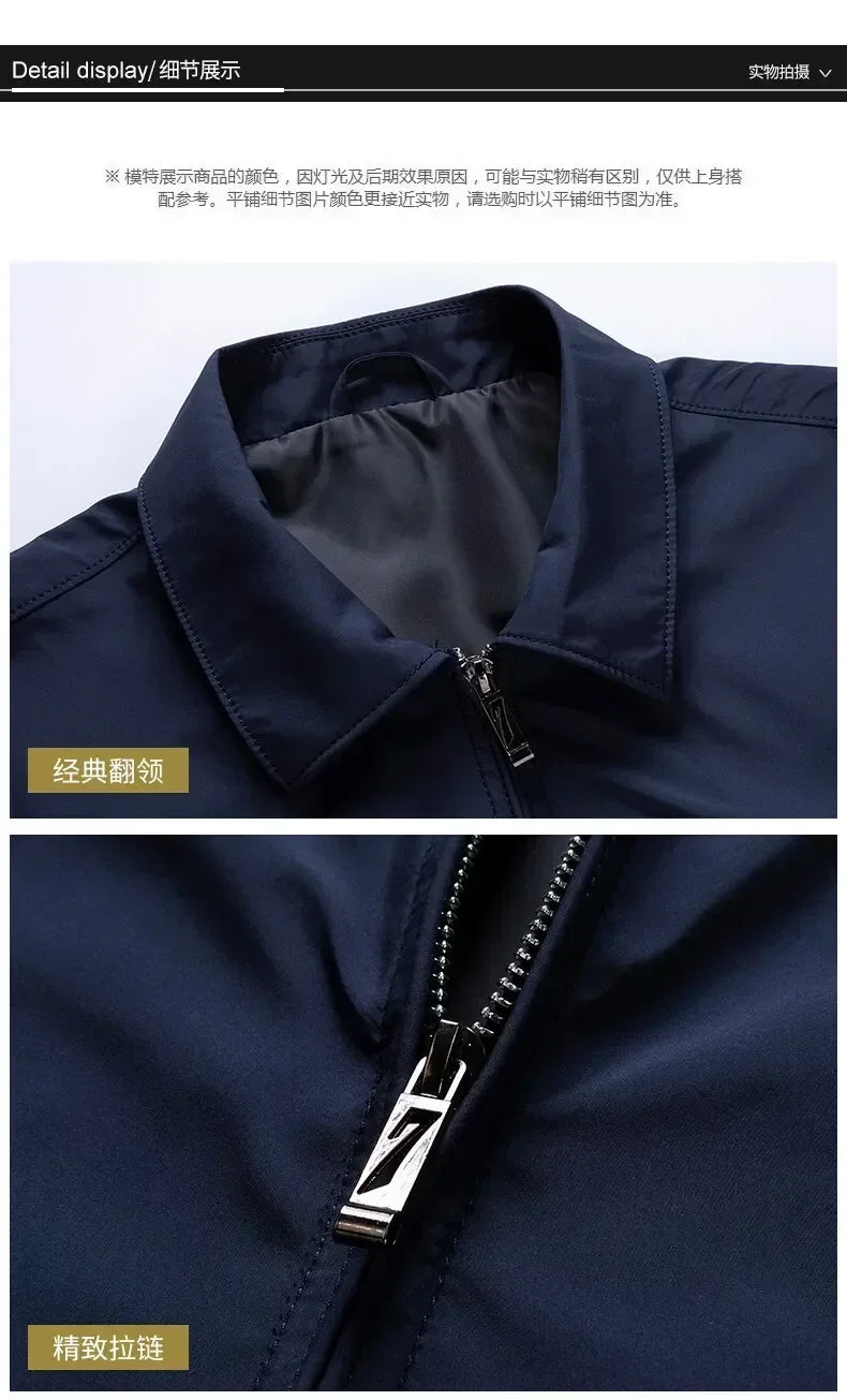 Business Casual Jacket Dad Outer Suit Coat New Men's Middle-aged and Elderly Stand-up Collar Plus Size Spring and Autumn