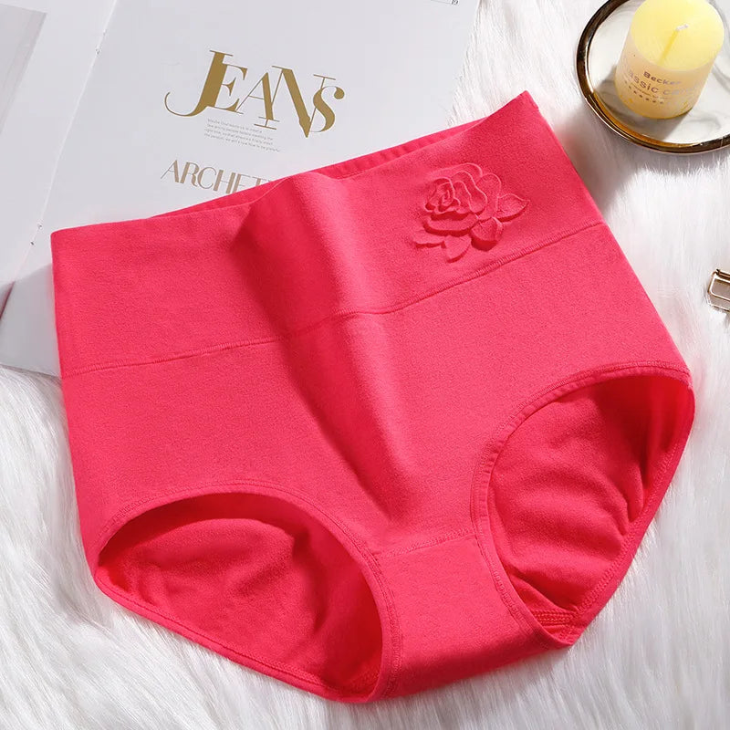 4Pcs/Set High Waist Underwear Cotton Panties Women Body Slimming Solid Briefs Plus Size Underpants Female Breathable Lingeries