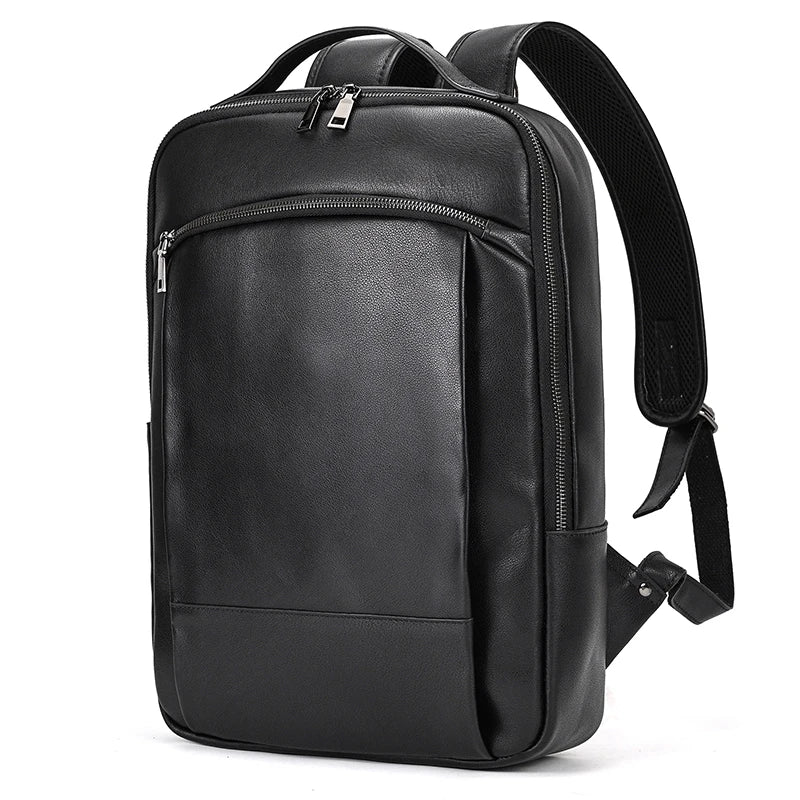 Vintage Travel Backpack leather double zipper bagpack male crazy horse leather backpack handmade leather travel bag men bag