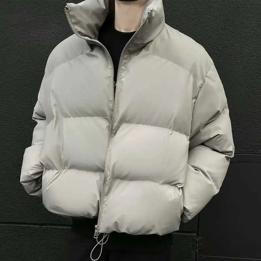 PFHQ Winter 2024 Short Loose Bread American Cotton Jacket Winter solid color stand collar long sleeve male tops
