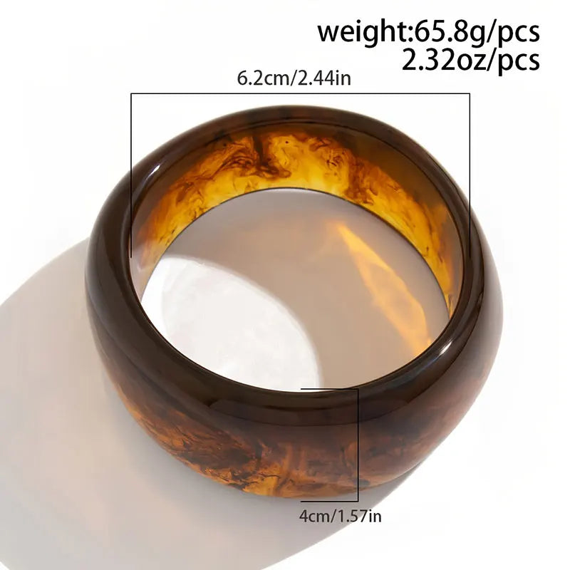 KMVEXO Vintage Punk Brown Coffee Thick Resin Acrylic Smudging Bangles Geometric Irregular Bangle Bracelets For Women Men Jewelry