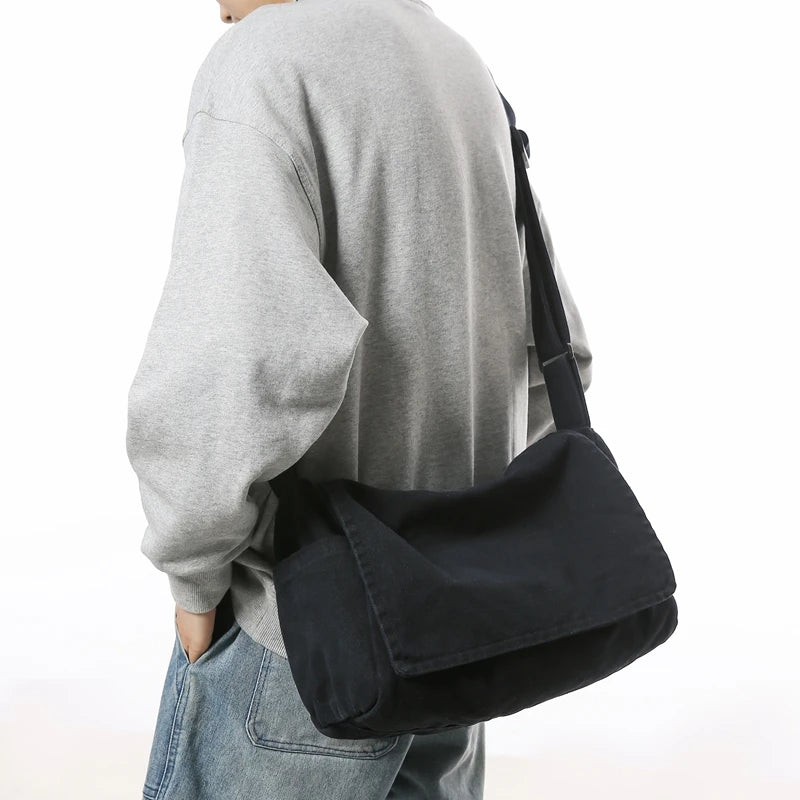 Men'S Minimalist Large Capacity Messenger Bag, Casual Shoulder Bag, Suitable for Vacation, Outdoor Activities, Daily Commuting