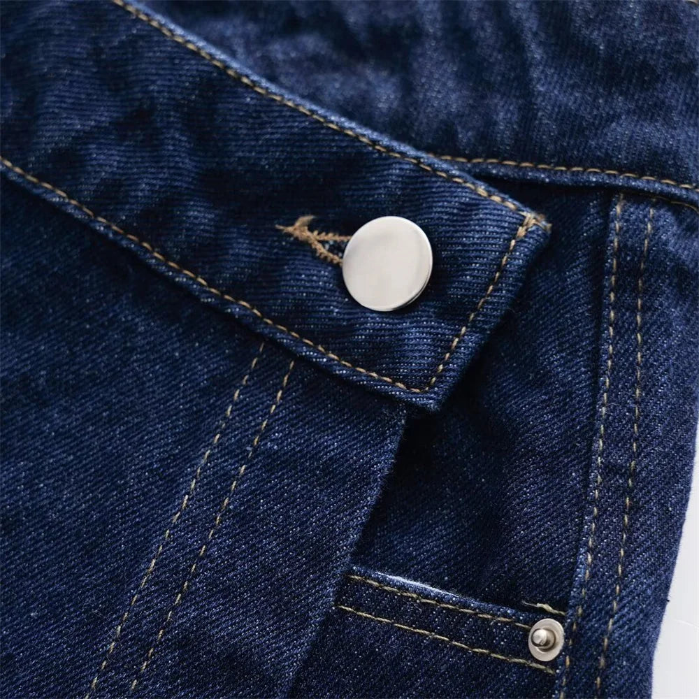 2024ZAR * Spring/Summer New Women's American Retro Versatile, Small and Popular, Western Design, Button Decorated Jeans Skirt