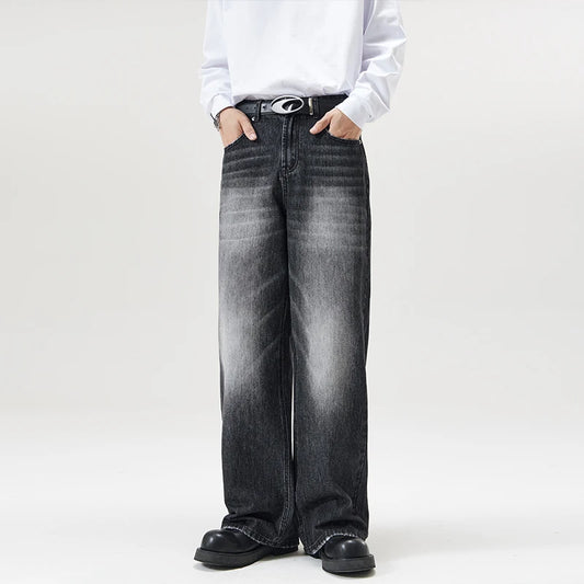 Men's Retro Jeans Korean High Street Hip-hop Loose Straight Leg Wide Leg Pants Y2k Fashion Baggy Pants Street Clothing 4 Colors