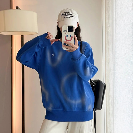 Loose Casual Couple Hoodies l Cotton Dyed Tie-Dye Embroidery Men's Sle Comfortable Breathable Korean Version Sweatirts