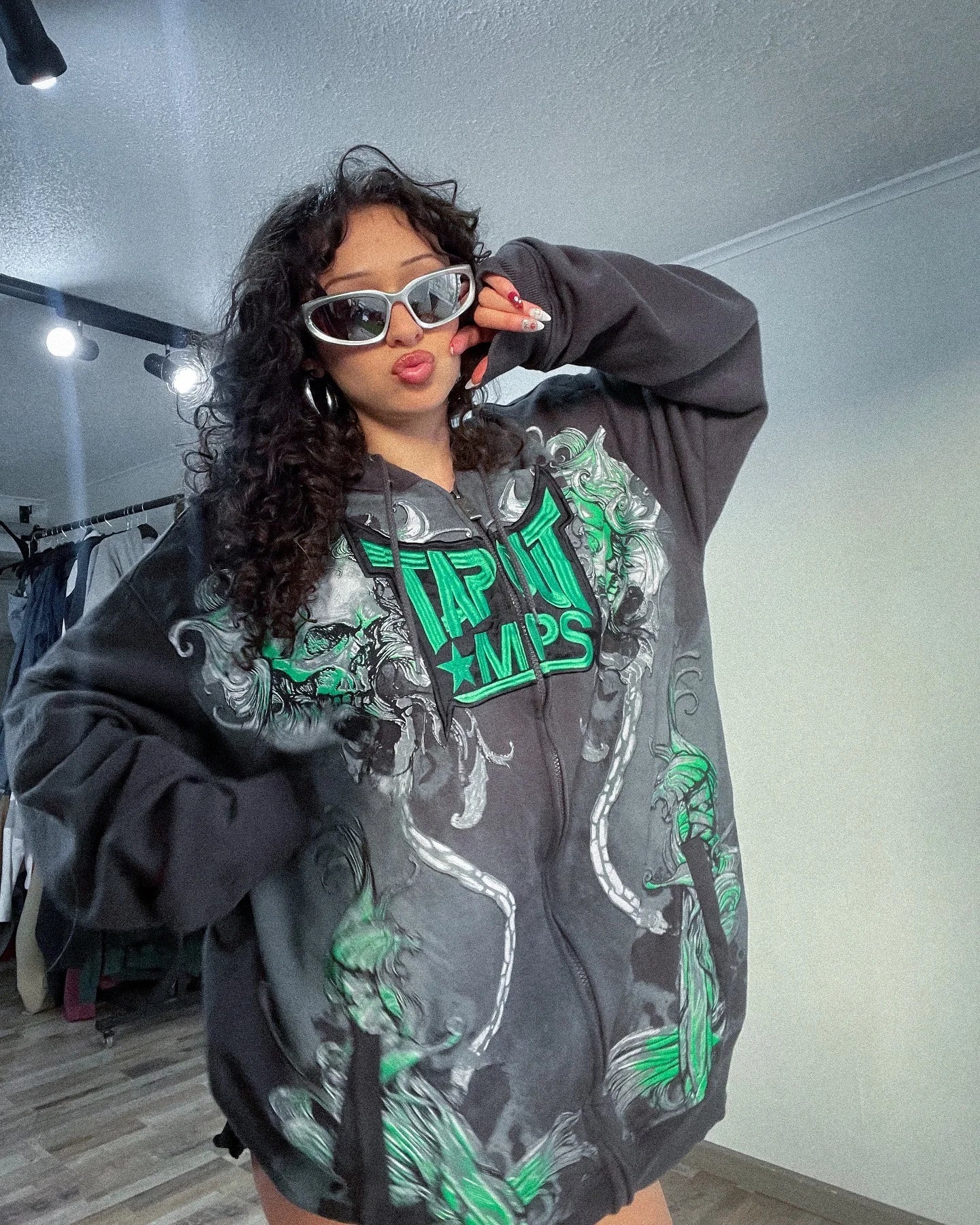 Gothic New Fashion Oversized Letter Printed Zipper Hoodie Sweater Men Y2K Harajuku Rock Casual Couple Sweatshirt Streetwear
