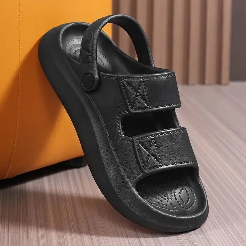 High Quality Summer Fashion Solid Color Convenient Men's Lightweight Slip on Casual Wear Resistant Large Size Sandals