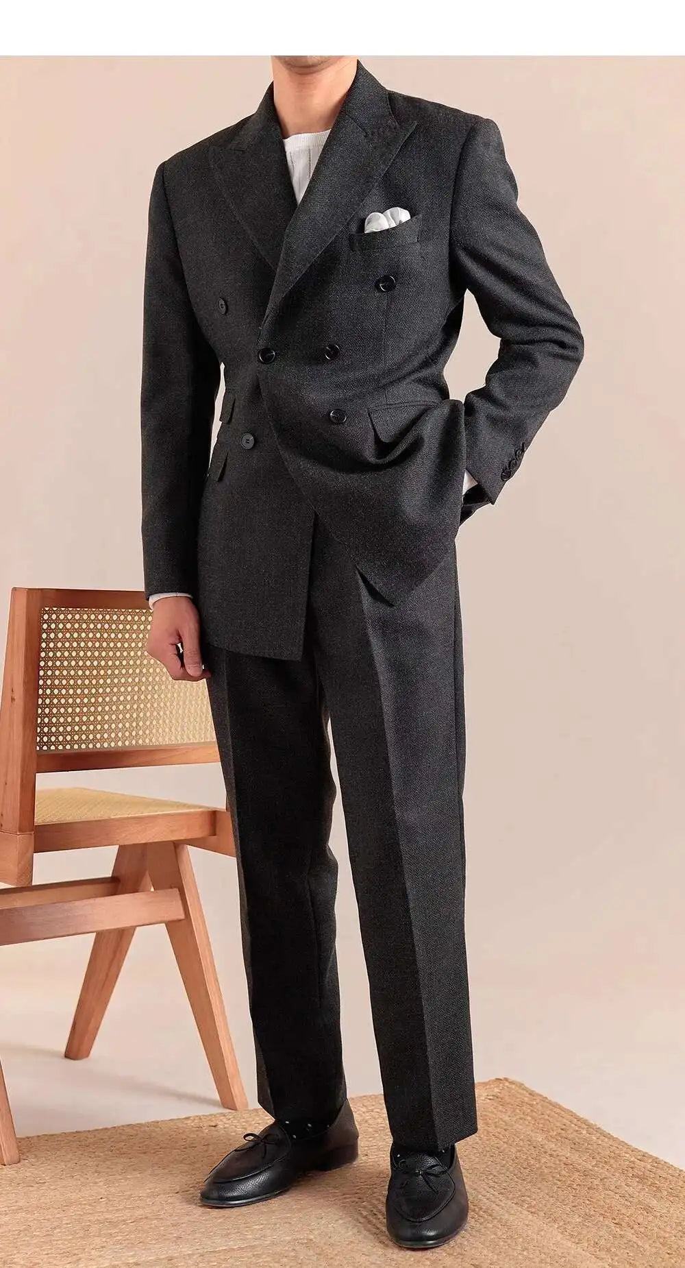 2025 Spring British Style Men Blazers Double Breasted Casual Suit Jacket Wedding Business Coat Social Banquet Tuxedo Costume