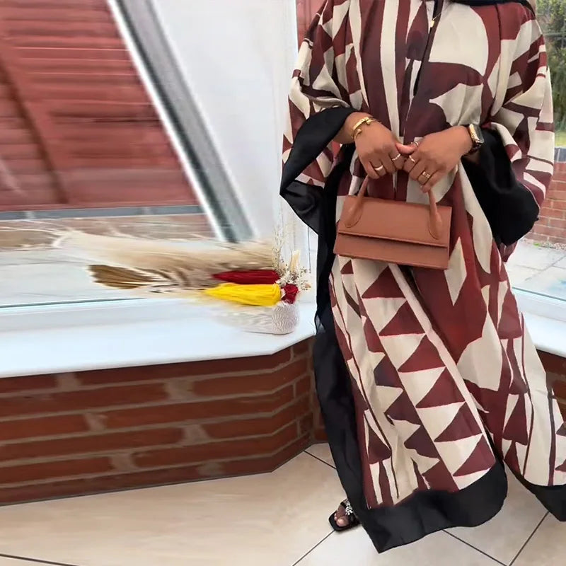 Fashion Print Pleated Long Dresses Women Party O-neck Full Sleeve Female Holiday Dresses 2025 Summer Lady Elegant  Robes