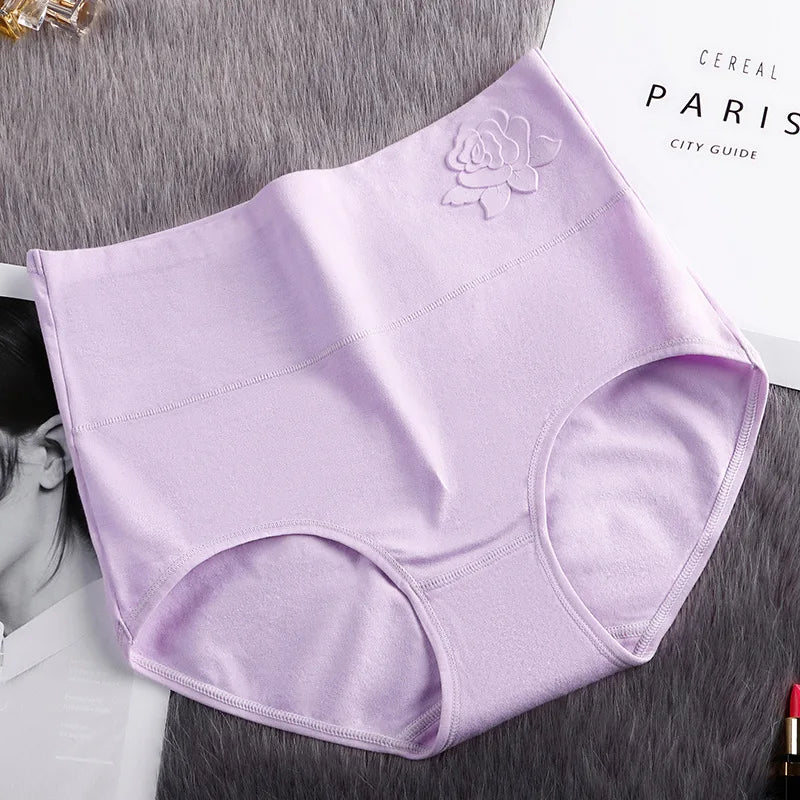 4Pcs/Set High Waist Underwear Cotton Panties Women Body Slimming Solid Briefs Plus Size Underpants Female Breathable Lingeries