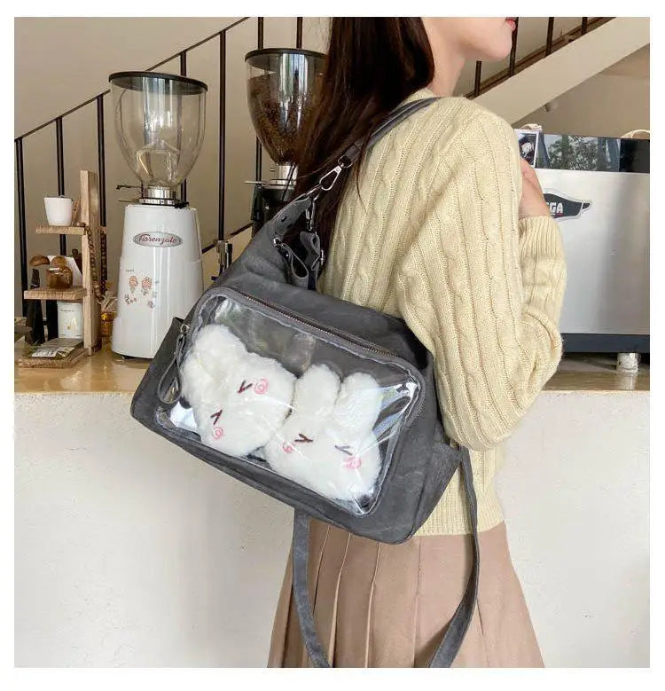 MBTI Casual Ita Bag for Women Fashion Aesthetic Y2k Large Capacity Shoulder Bag Transparent Daily Advanced Harajuku New Handbag
