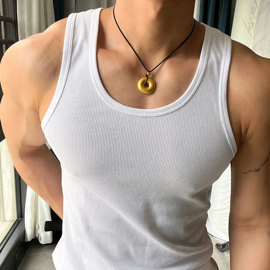 Summer American Style Lightweight Sports Fitness Vest For Men Coarse Screw Thread Workout Running Training Elastic Slims Smooths