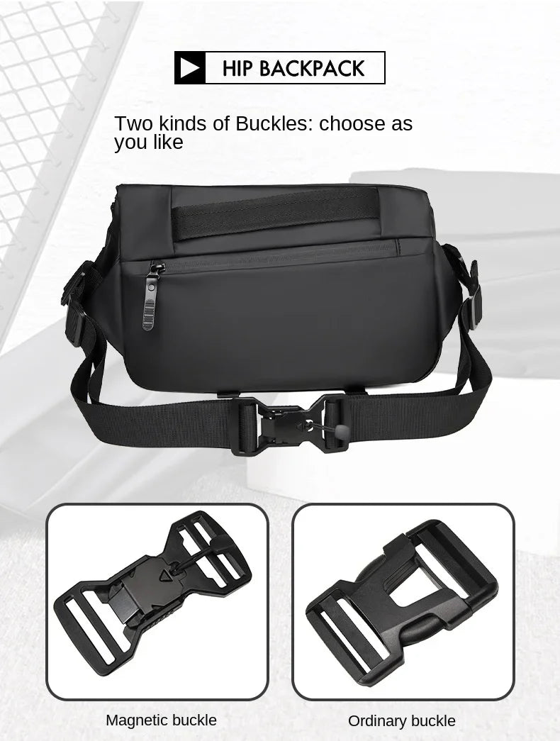 Premium Waterproof Magnetic Buckle Crossbody Bag Personality Fashion Men Messenger Bag Black Minimalist Shoulder Bags Men Bag
