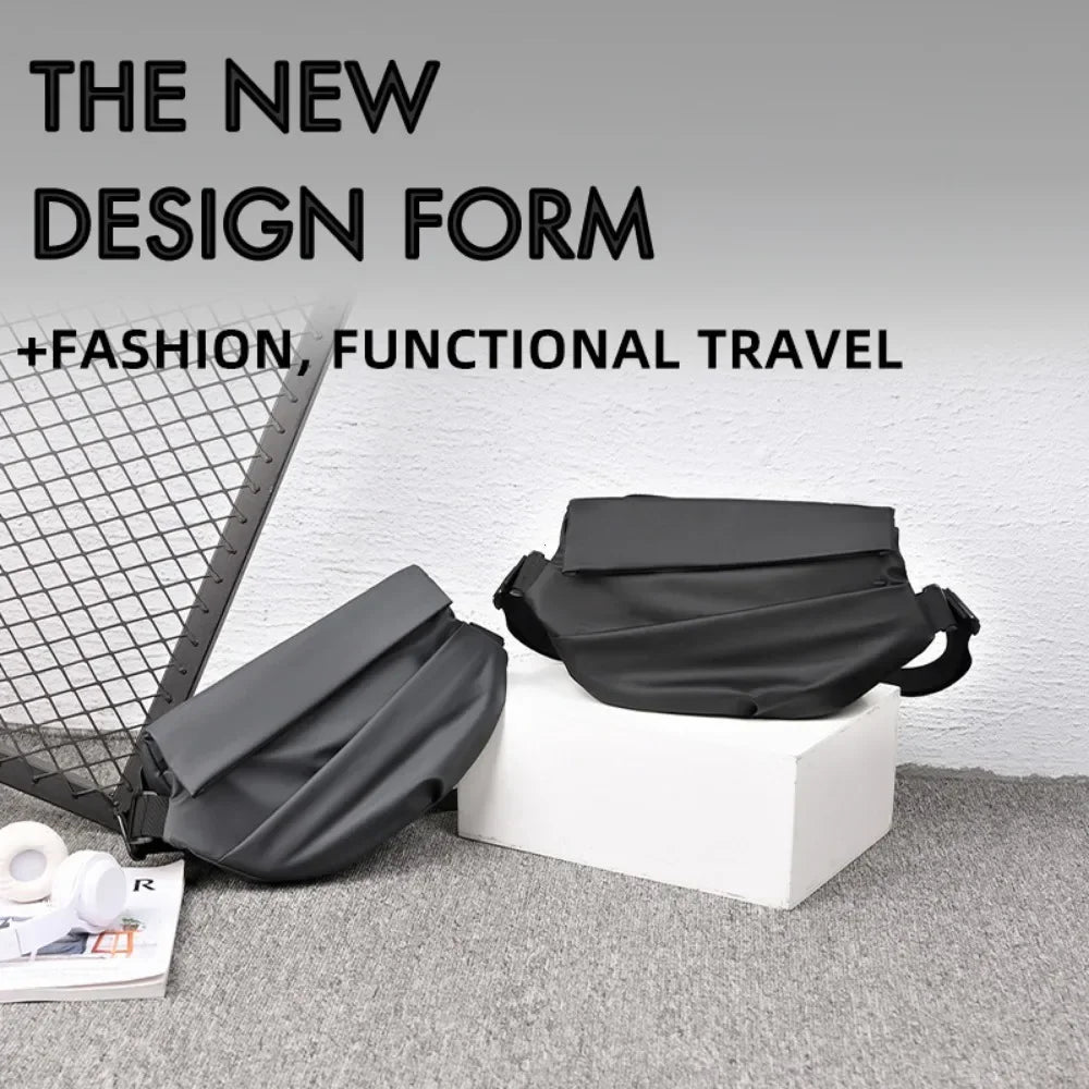 Premium Waterproof Magnetic Buckle Crossbody Bag Personality Fashion Men Messenger Bag Black Minimalist Shoulder Bags Men Bag