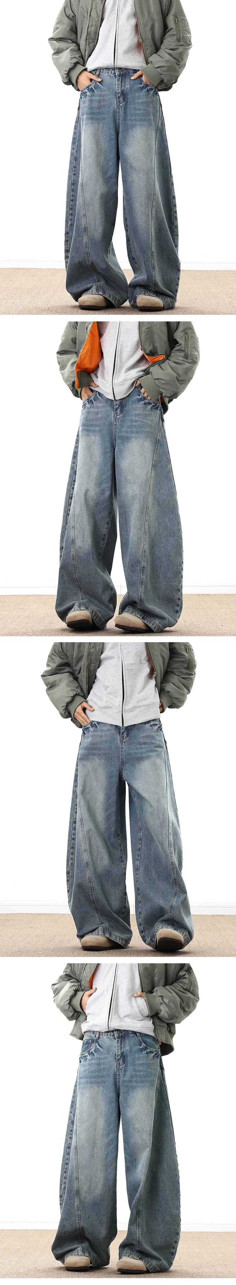 Men 2025 New Trendy Wide Leg Loose Fit Jeans Casual Streetwear Relaxed Baggy Denim Pant Fashion Design Mens Trousers Hot Selling