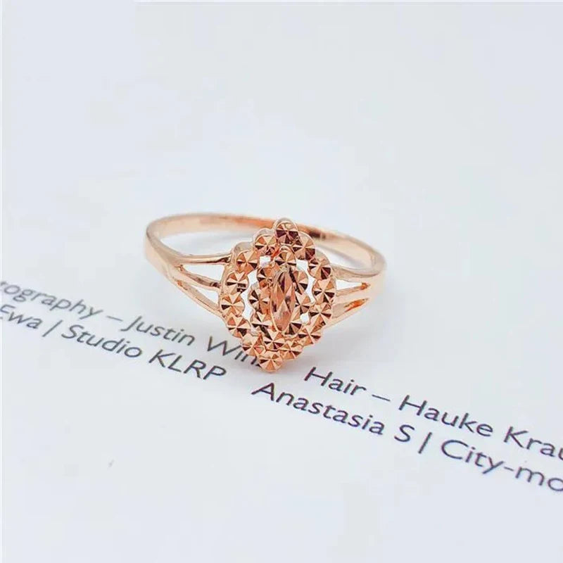 585 Purple Gold Plated 14K Rose Gold New Olive Type Shiny Rings For Women Open Fashion Exquisite Charm Jewelry Party Gift