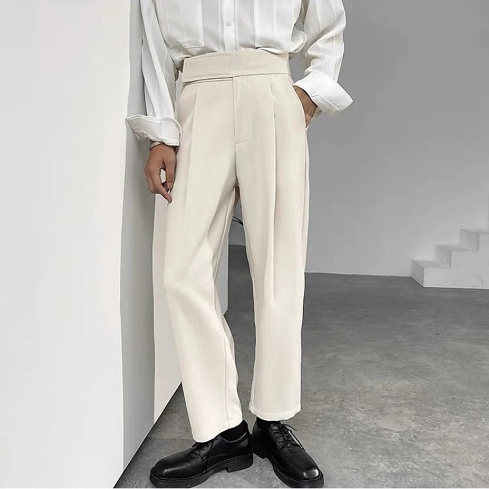 Mens Suit Pants Hook Loop Casual Pants Streetwear Fashion Youth Campus Casual All-Match Straight Pants Men'S Clothing 2025 New