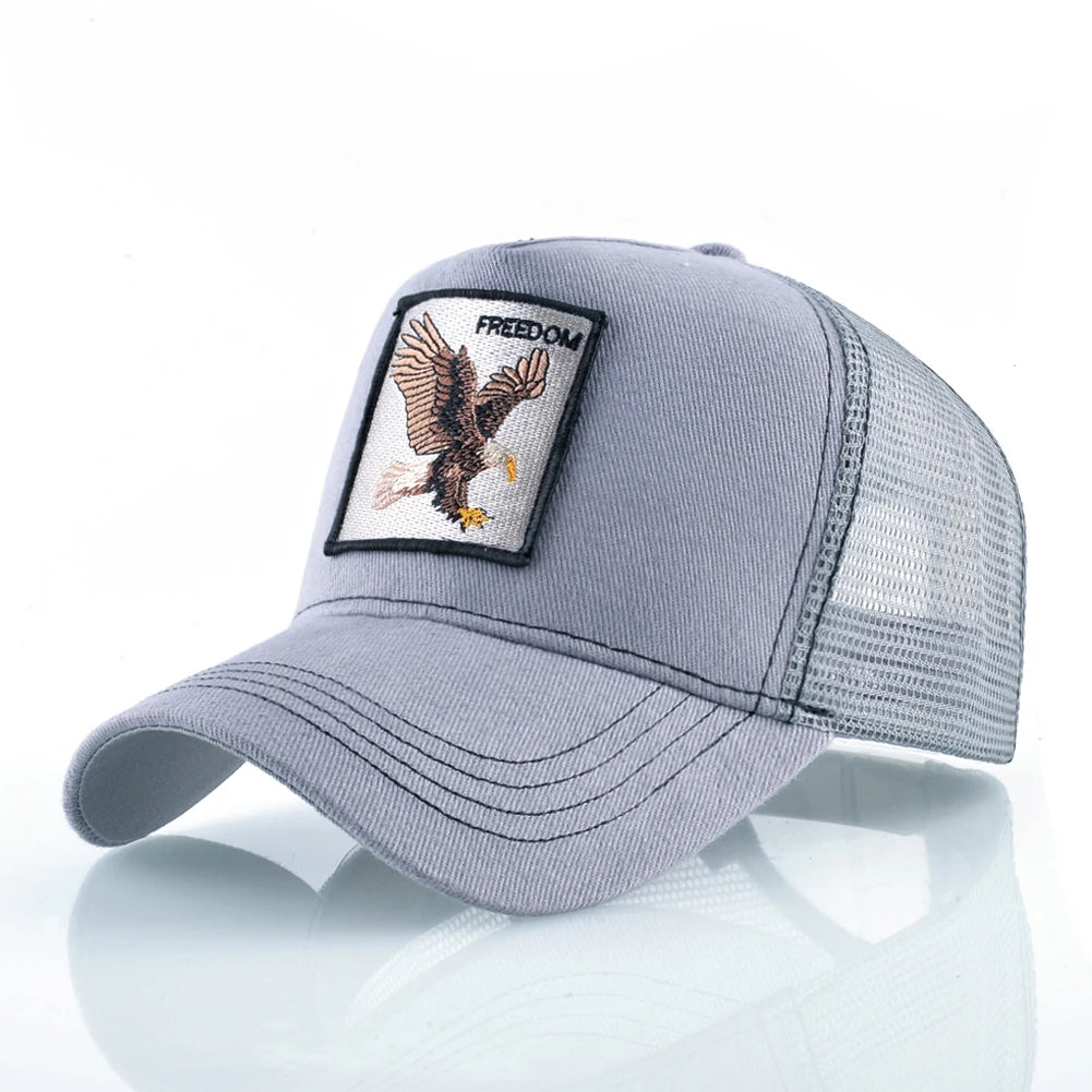 Fashion Trucker Caps With Embroidery Goat Patch Four Seasons Snapback Baseball Cap For Men Women Adjustable Visor Hat