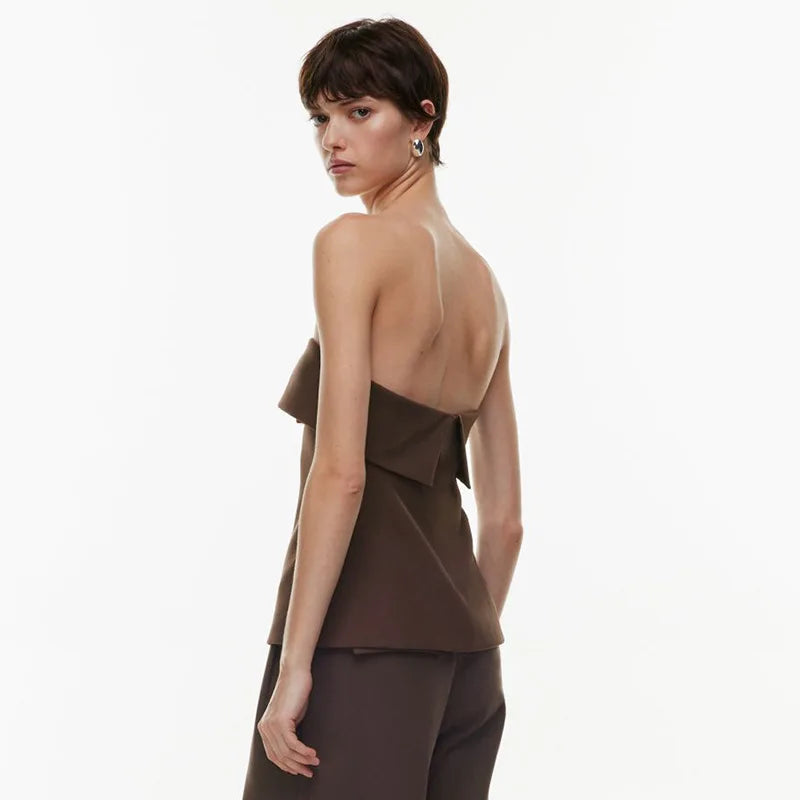 Solid Tube Tops For Women Strapless Bra Turndown Slash Neck Lenceria Femenina Backless Bralette Femme Split Bandeau Top Sexy