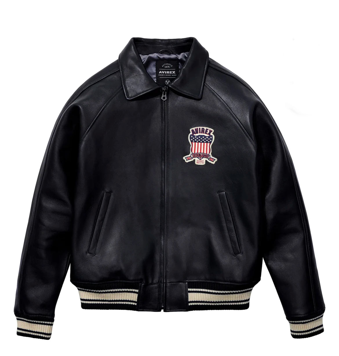Men's Genuine Leather Varsity Jacket Us plus size Thick European lambskin High Quality Embroidery Avirex Brand