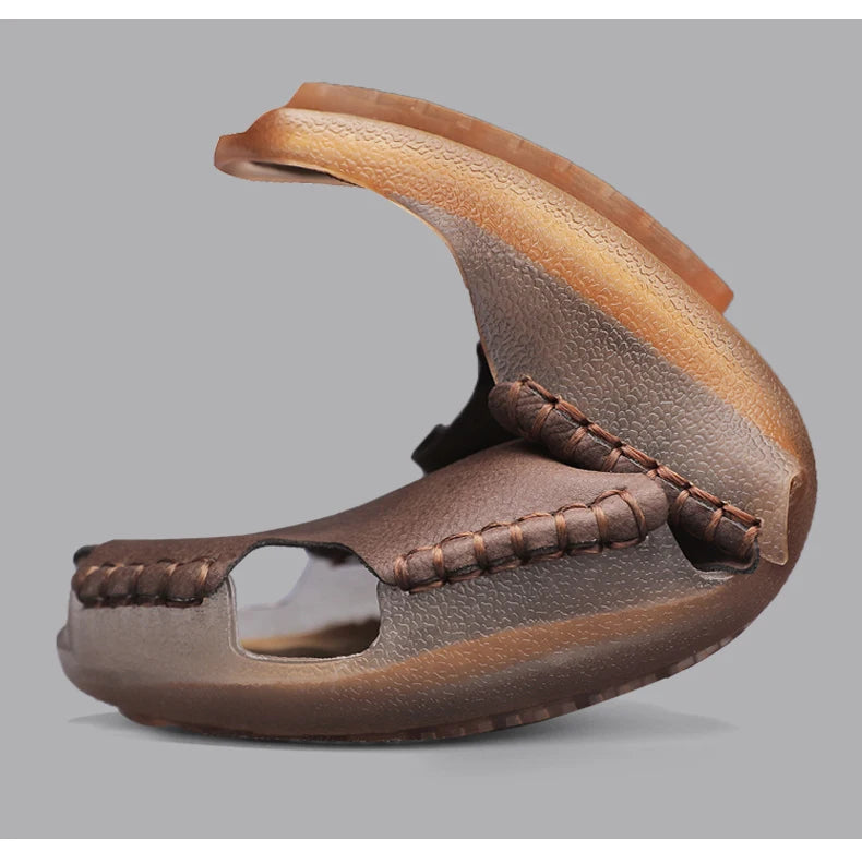 Large Men's Summer Leather Sandals Slippers Soft Sandals Men's Roman Comfortable Outdoor Walking Shoes 38-48