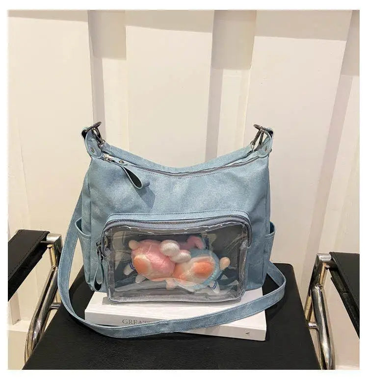 MBTI Casual Ita Bag for Women Fashion Aesthetic Y2k Large Capacity Shoulder Bag Transparent Daily Advanced Harajuku New Handbag