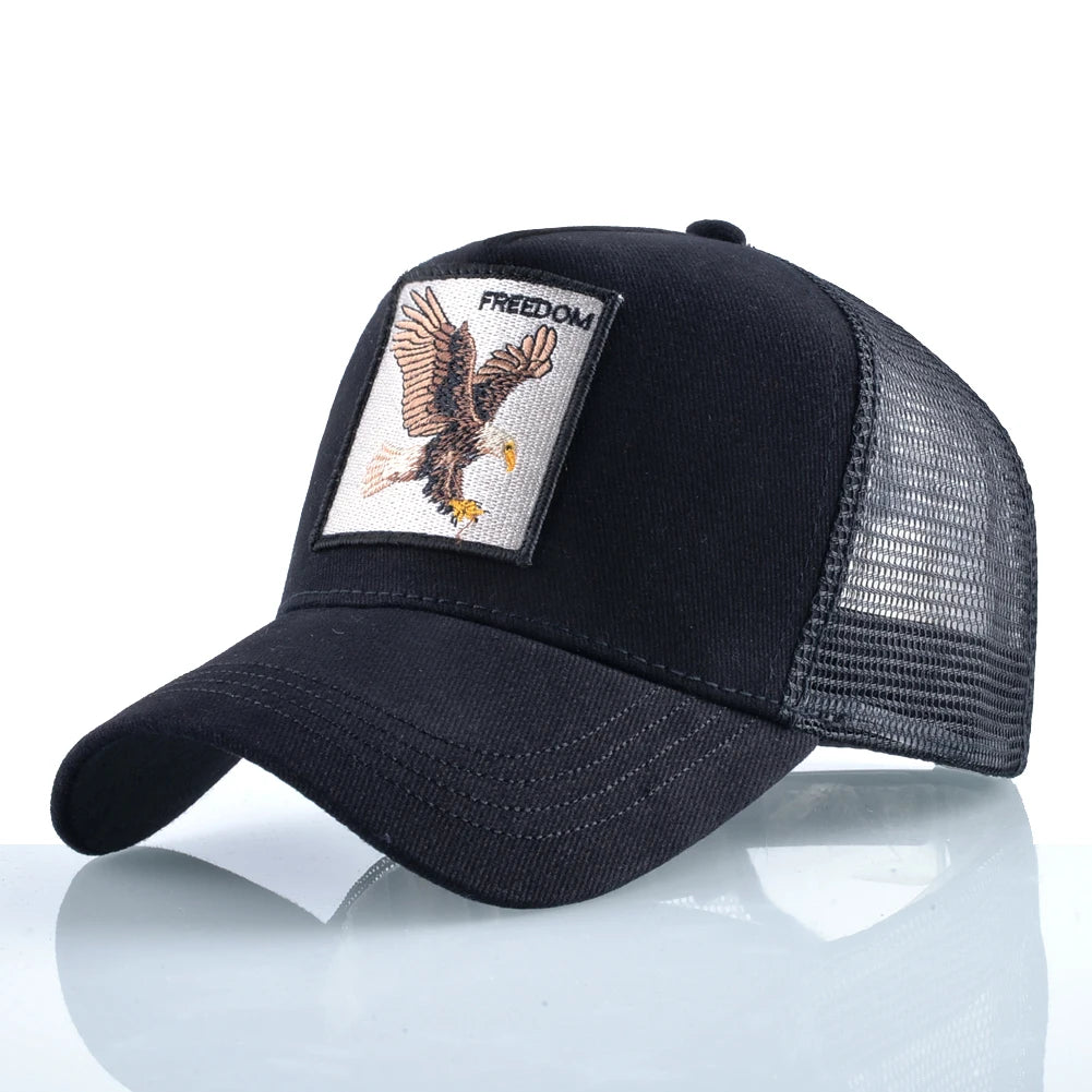 Fashion Trucker Caps With Embroidery Goat Patch Four Seasons Snapback Baseball Cap For Men Women Adjustable Visor Hat