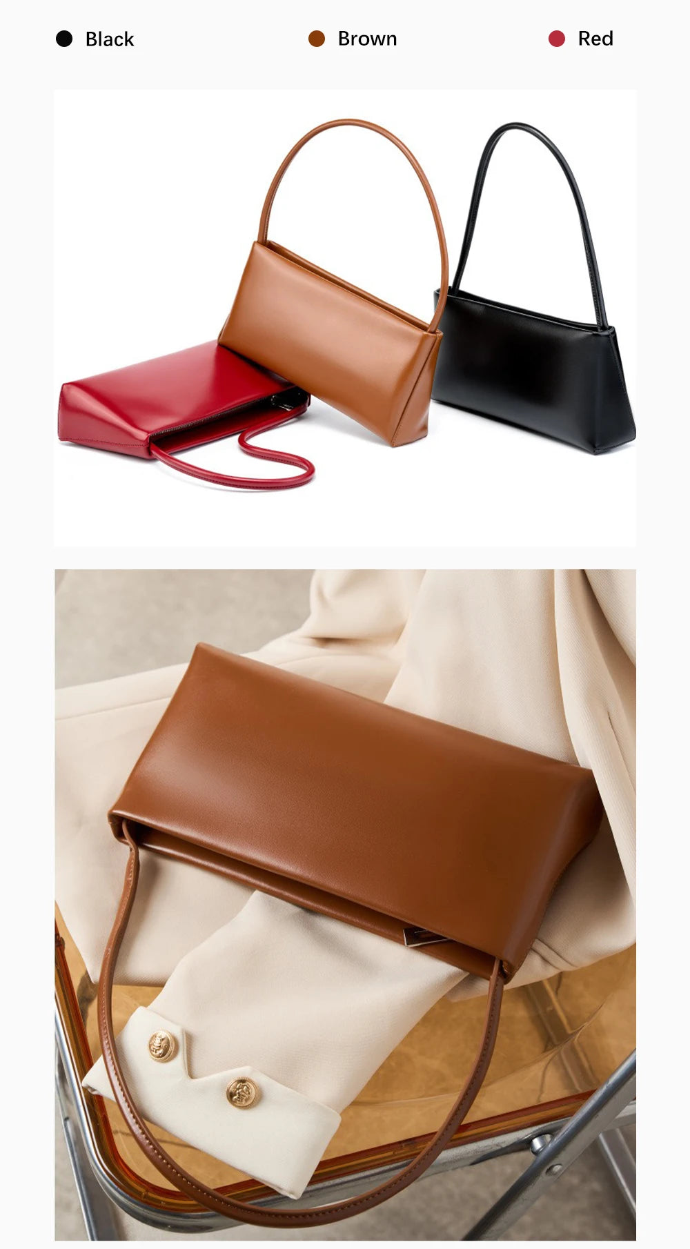 Zency 2024 New Luxury Handbag Fashion Women Leather Shoulder Bag Ladies Underarm Bag Sac De Femme Red Bride Wedding Bags