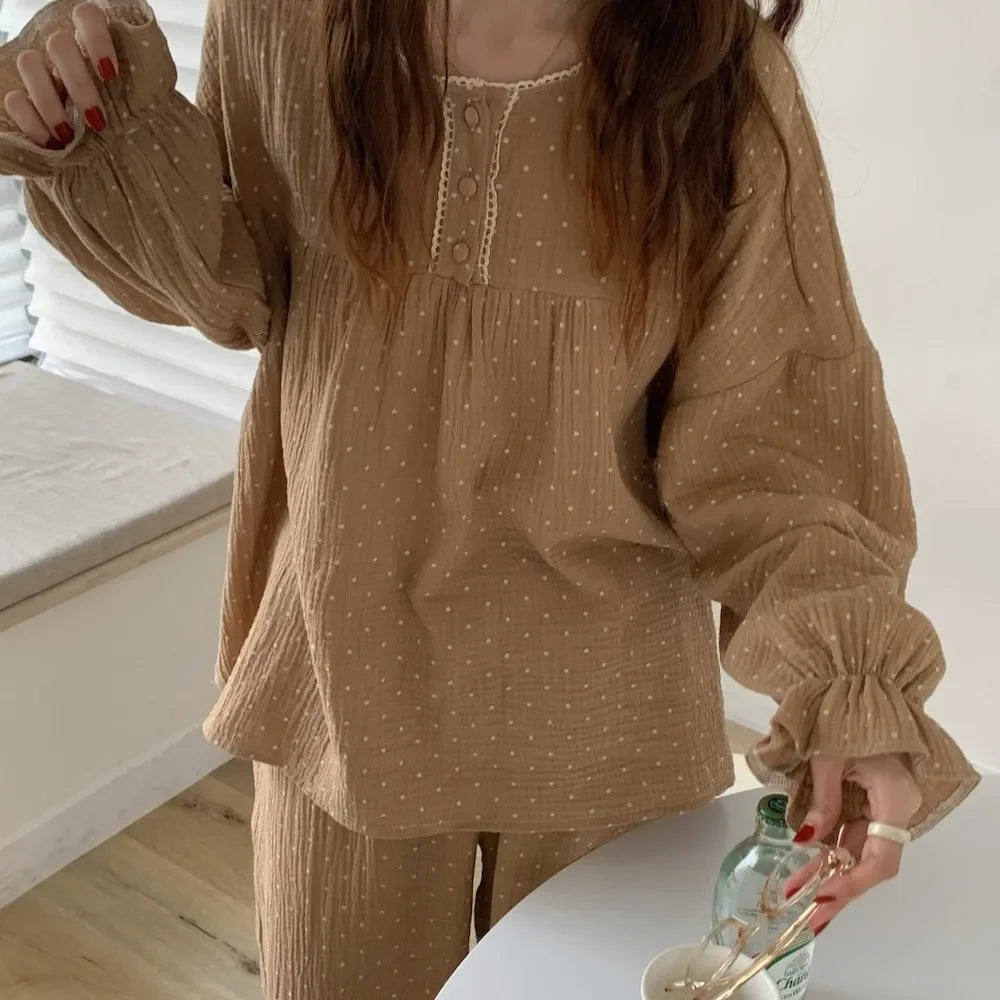 Women's New Pajamas Homewear Suit Spring and Fall Korean Version of the Long-Sleeved Long Pants Thin Section Loose Homewear Suit