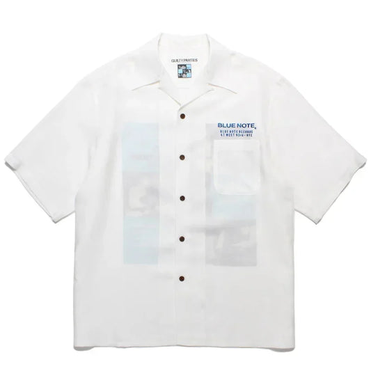 Summer Blue Letters Embroidery WACKO MARIA Shirts Men Women Graphics Print Hawaiian Short Sleeve Tee Casual Fashion Beach Shirt
