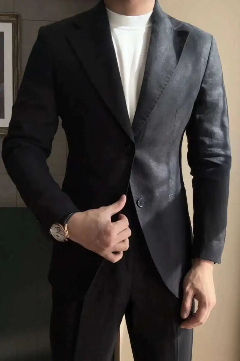 High Quality Linen Blend Business Dress Suit Wedding Suit Men Versatile Casual Office Party Prom Costume Homme Men Tuxedo Suit