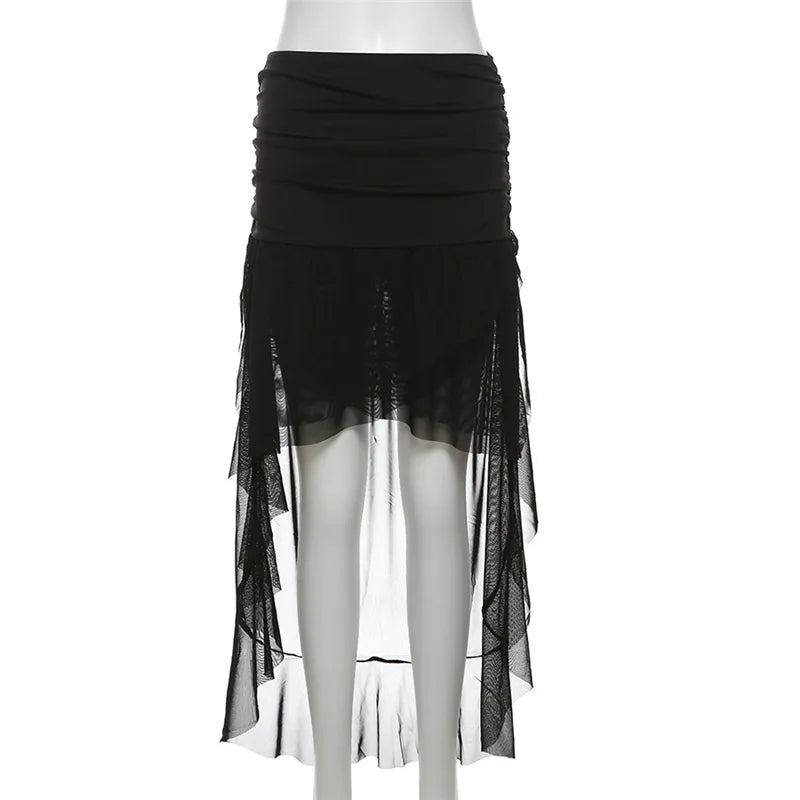 2025 New Gothic Mini Skirt Halloween Goth Aesthetic 90s Y2K Party Club Harajuku Streetwear Women's Skirt Black High Waist Skirts