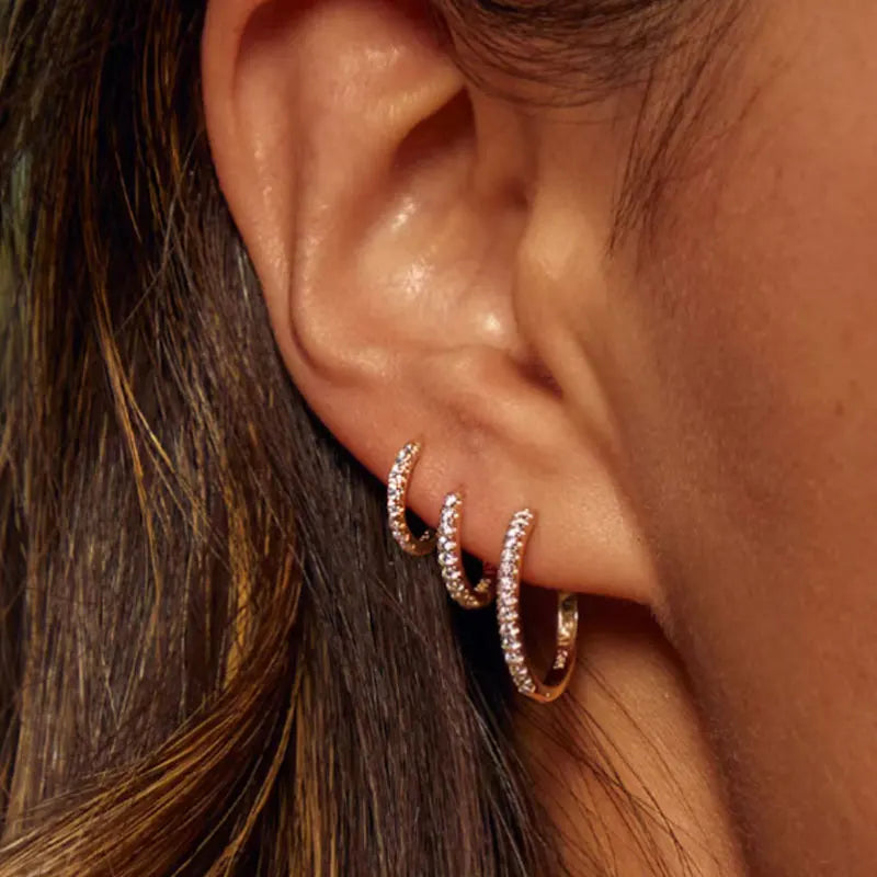 20G Stainless Steel Minimal Hoop Earring Crystal Zirconia Cartilage Helix Earring Piercing Accessory Trendy Female Hoops For Men