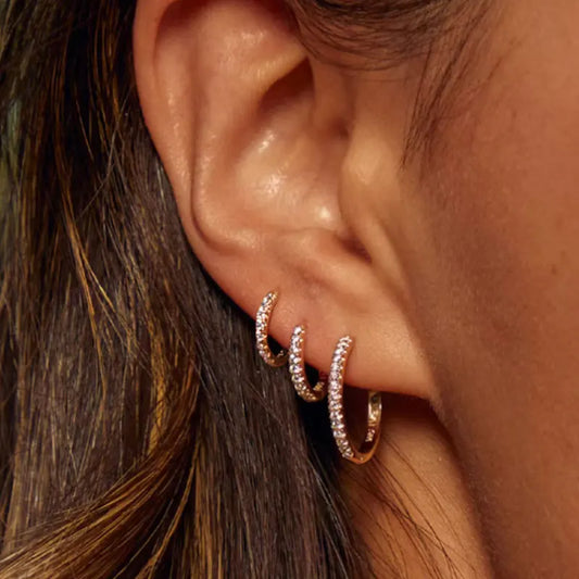20G Stainless Steel Minimal Hoop Earring Crystal Zirconia Cartilage Helix Earring Piercing Accessory Trendy Female Hoops For Men