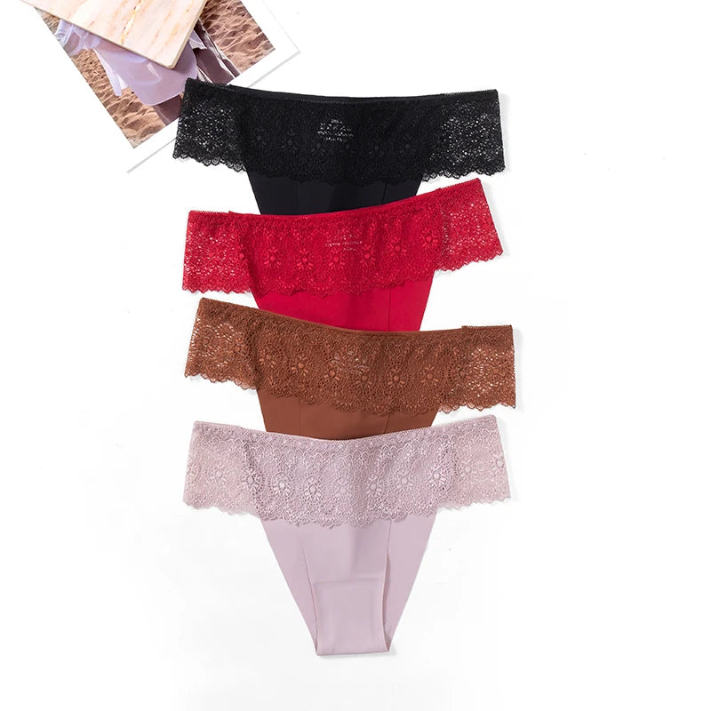 Women's Seamless Briefs Sexy Lace Panties Temptation Female Underwear Low-Waist Elasticity Fashion Lingerie for Women Underpants