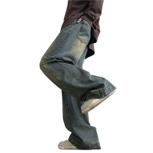 Jeans men Casual Baggy Straight Distressed Vintage Jean Pants Wide-leg Denim Trousers Male Oversize Streetwear Fashion