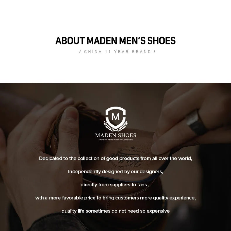 Maden Men's British Genuine Leather Shoes Spring Autumn Outdoor Casual Work Ankle Boots Designer Luxury Low Top Safety Shoes