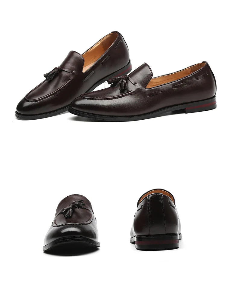 Men's Casual Leather Shoes Mens Driving Loafers Light Moccasins Men Trendy Tassels Party Wedding Flats EUR Sizes 38-48