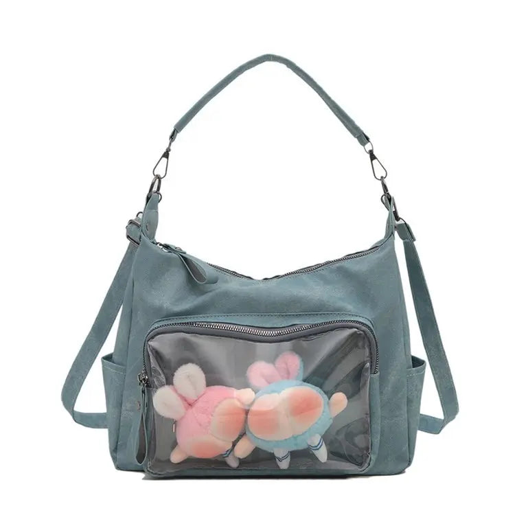 MBTI Casual Ita Bag for Women Fashion Aesthetic Y2k Large Capacity Shoulder Bag Transparent Daily Advanced Harajuku New Handbag