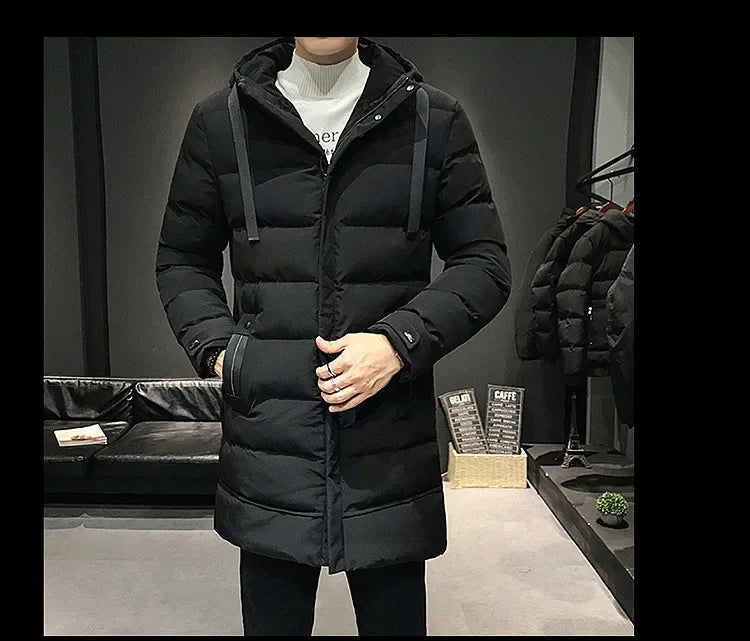 Men Long Down Jackets Winter Coats Chaquetas Hooded Casual Winter Parkas High Quality Male Green Warm Parkas Coats Size 8XL