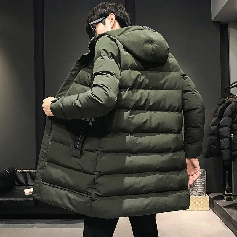 Men Long Down Jackets Winter Coats Chaquetas Hooded Casual Winter Parkas High Quality Male Green Warm Parkas Coats Size 8XL