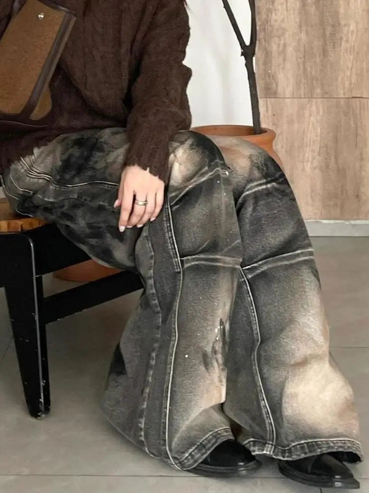 American street style men and women trendy personalized straight leg jeans for spring and autumn couples loose casual pants y2k