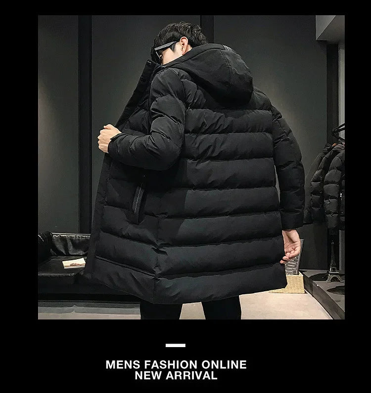 Men Long Down Jackets Winter Coats Chaquetas Hooded Casual Winter Parkas High Quality Male Green Warm Parkas Coats Size 8XL